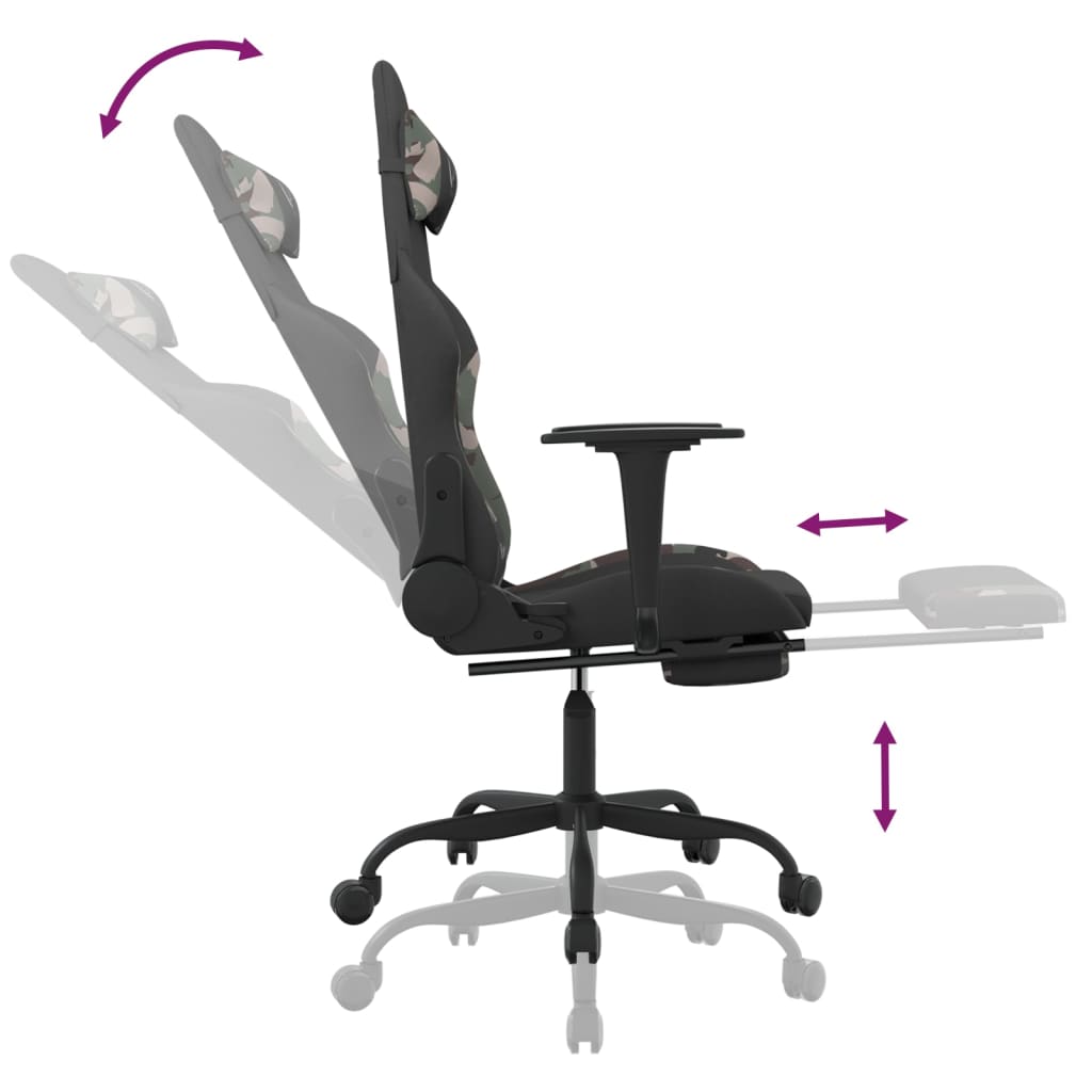 Chaise de jeu de massage repose-pied Noir et camouflage Tissu - XIOS