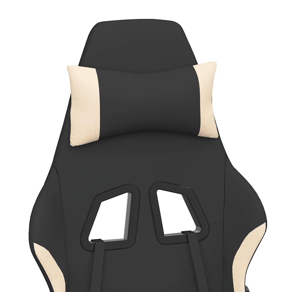 Chaise de jeu de massage avec repose-pied Noir et crème Tissu