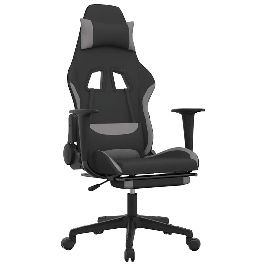 Chaise de jeu de massage repose-pied Noir et gris clair Tissu - XIOS