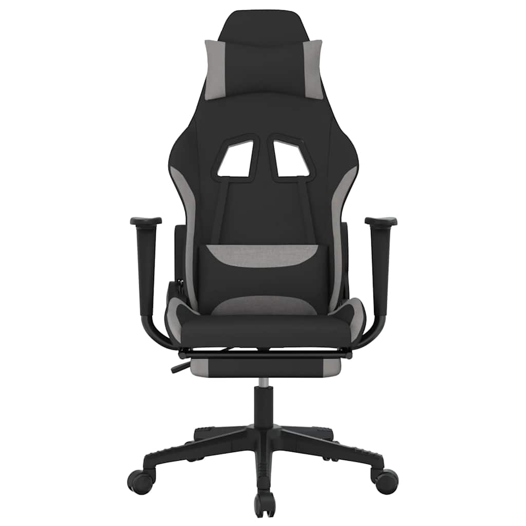 Chaise de jeu de massage repose-pied Noir et gris clair Tissu - XIOS