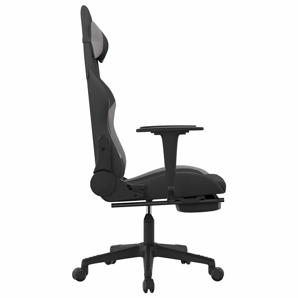Chaise de jeu de massage repose-pied Noir et gris clair Tissu - XIOS