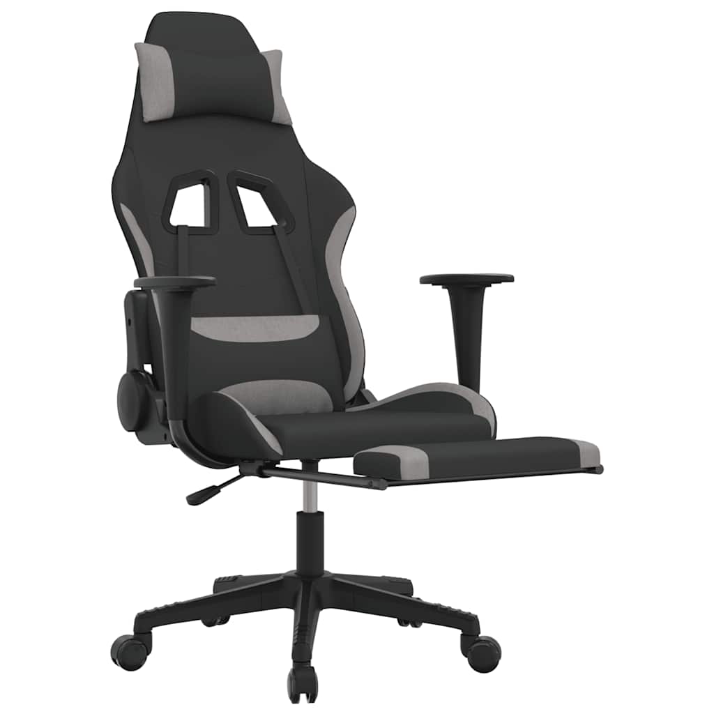 Chaise de jeu de massage repose-pied Noir et gris clair Tissu - XIOS
