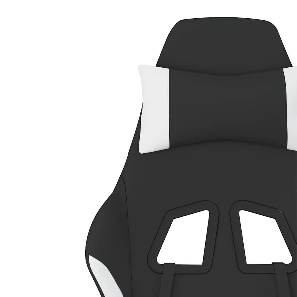 Chaise de jeu de massage avec repose-pied Noir et blanc Tissu - XIOS