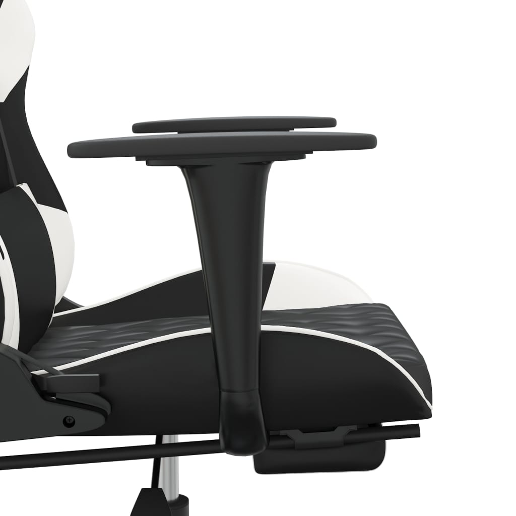 Chaise de jeu de massage avec repose-pied Noir&Blanc Similicuir - XIOS