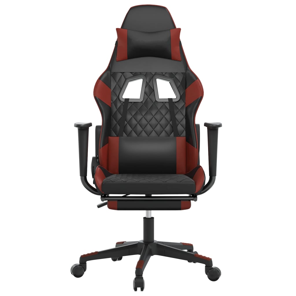 Chaise de jeu de massage repose-pied Noir&Bordeaux Similicuir - XIOS