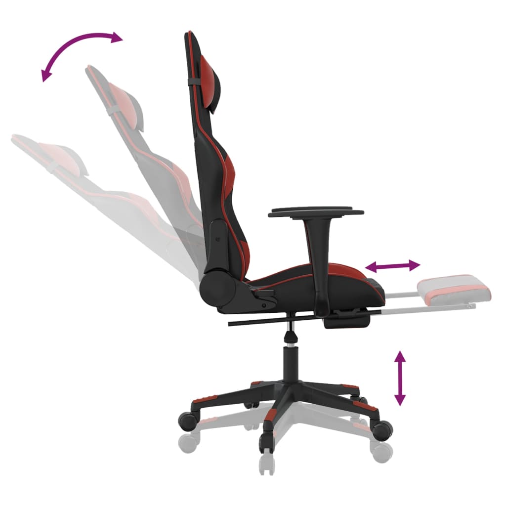Chaise de jeu de massage repose-pied Noir&Bordeaux Similicuir - XIOS