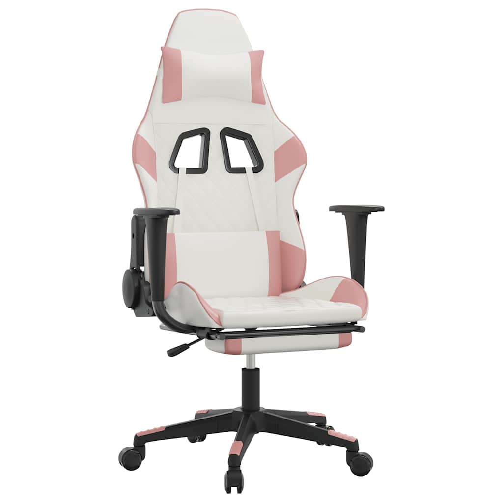 Chaise de jeu de massage avec repose-pied Blanc&Rose Similicuir - XIOS