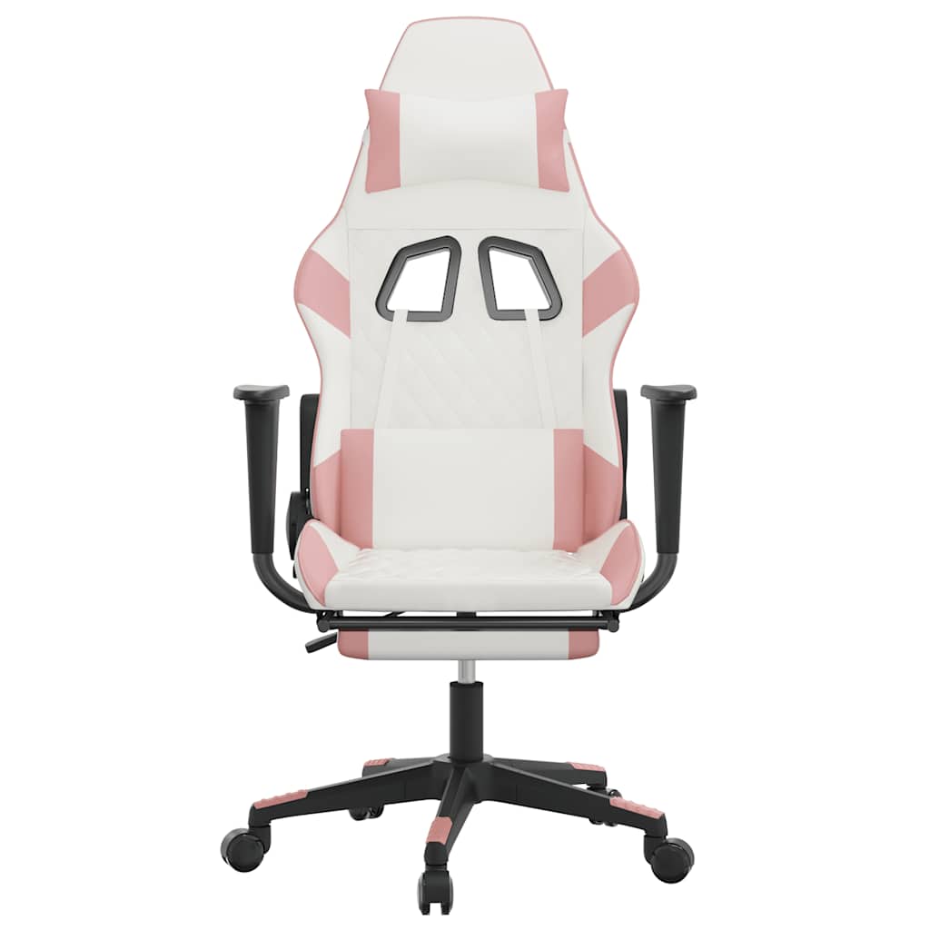 Chaise de jeu de massage avec repose-pied Blanc&Rose Similicuir - XIOS