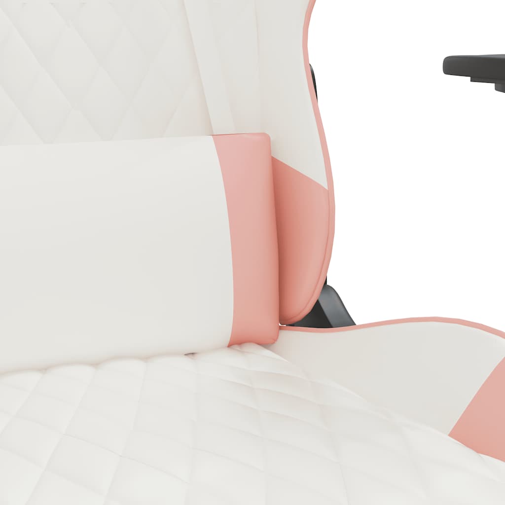 Chaise de jeu de massage avec repose-pied Blanc&Rose Similicuir - XIOS