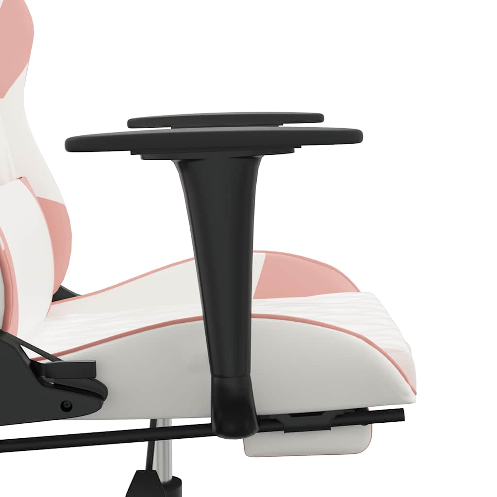 Chaise de jeu de massage avec repose-pied Blanc&Rose Similicuir - XIOS