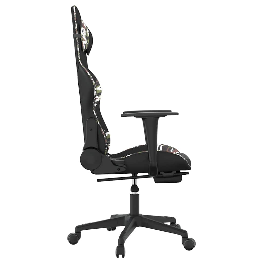 Chaise de jeu de massage repose-pied Noir&Camouflage Similicuir - XIOS