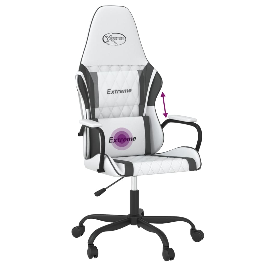 Chaise de jeu de massage Blanc et noir Similicuir - XIOS