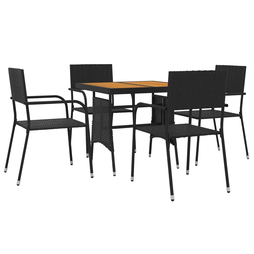 Mobilier à dîner d'extérieur 5 pcs Résine tressée Noir