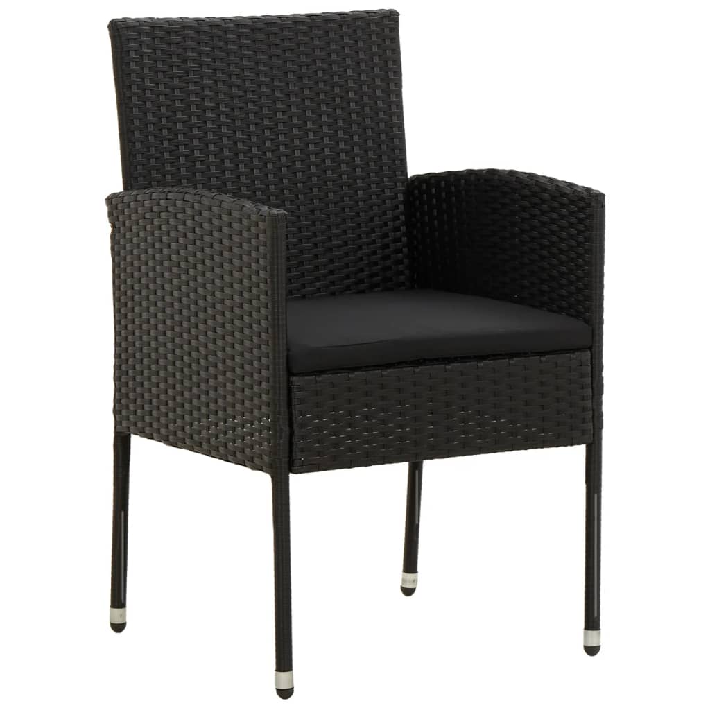 Ensemble à manger d'extérieur 3 pcs Résine tressée Noir