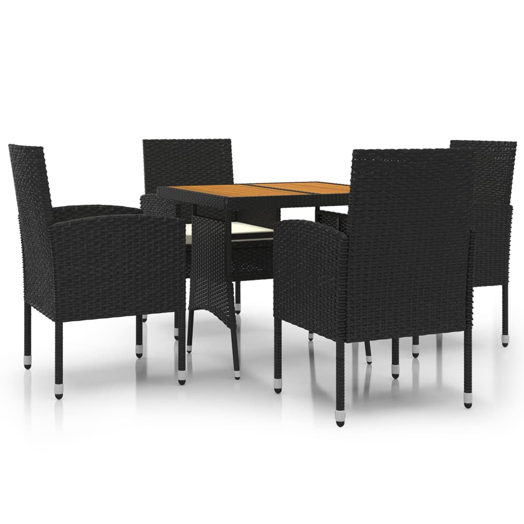 Ensemble à manger d'extérieur 5 pcs Résine tressée Noir