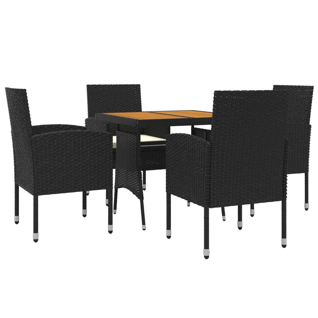 Ensemble à manger d'extérieur 5 pcs Résine tressée Noir