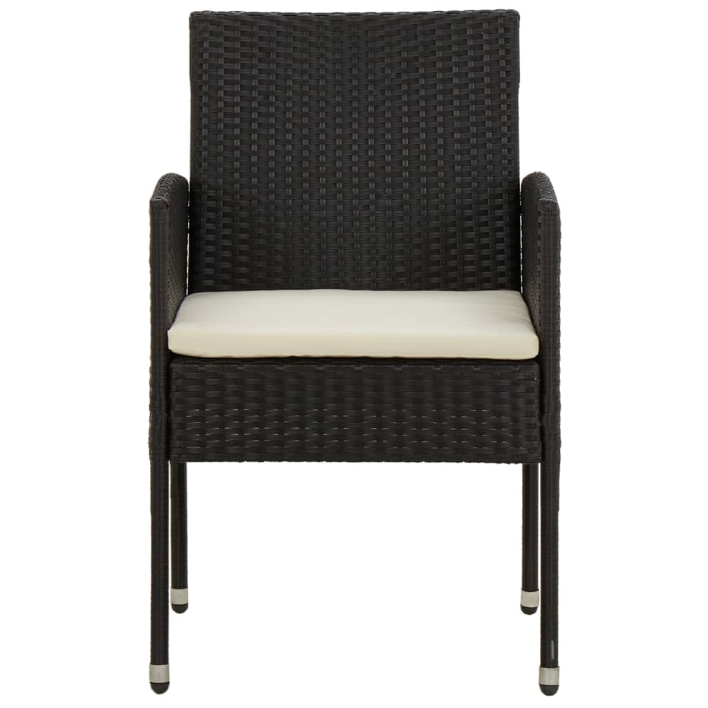 Ensemble à manger d'extérieur 5 pcs Résine tressée Noir