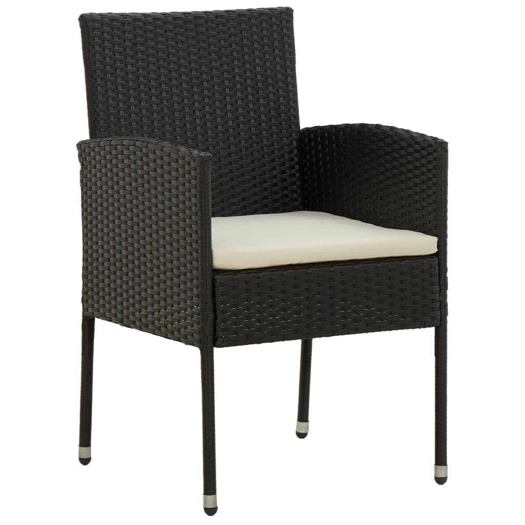Ensemble à manger d'extérieur 7 pcs Résine tressée Noir