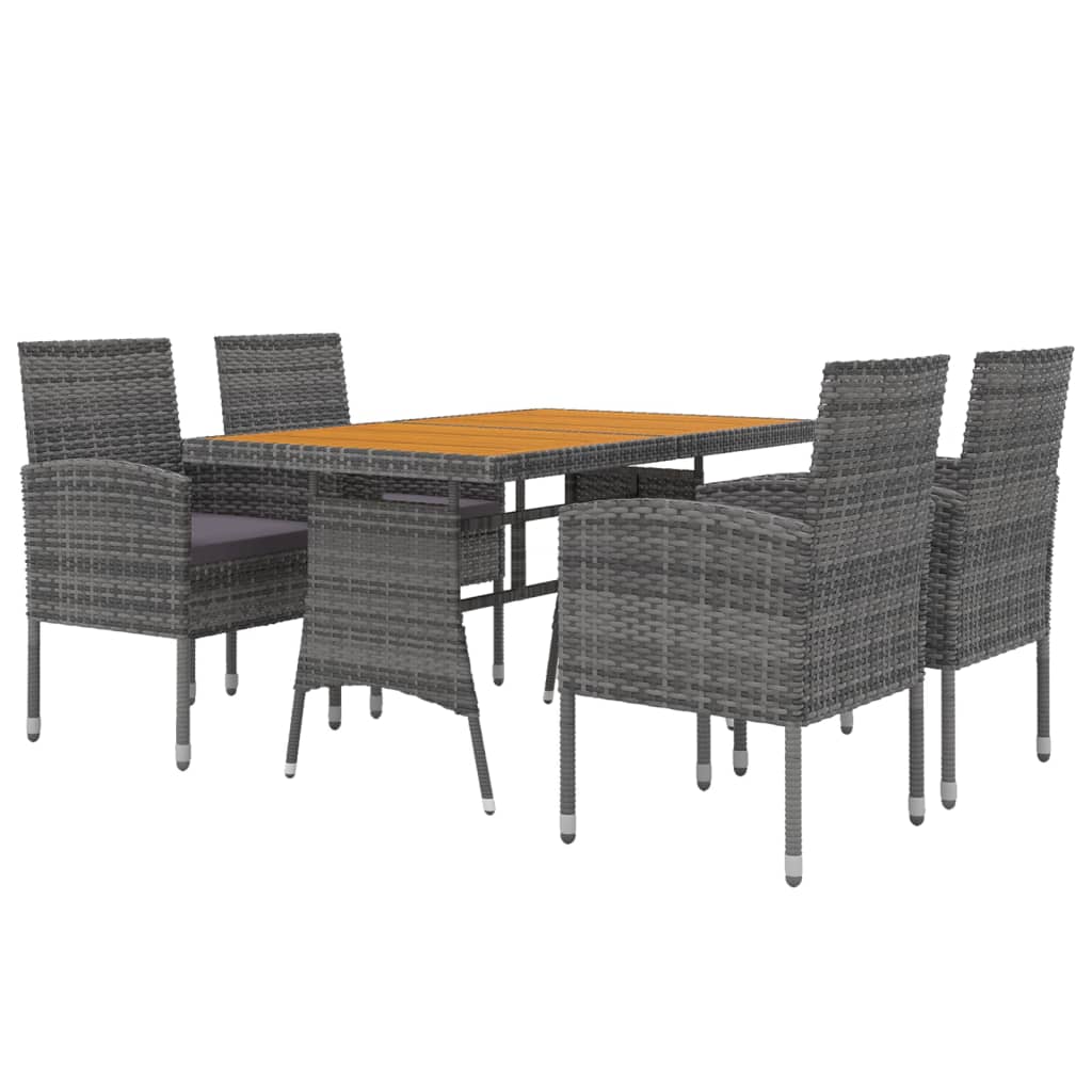 Ensemble à manger d'extérieur 5 pcs Résine tressée Gris