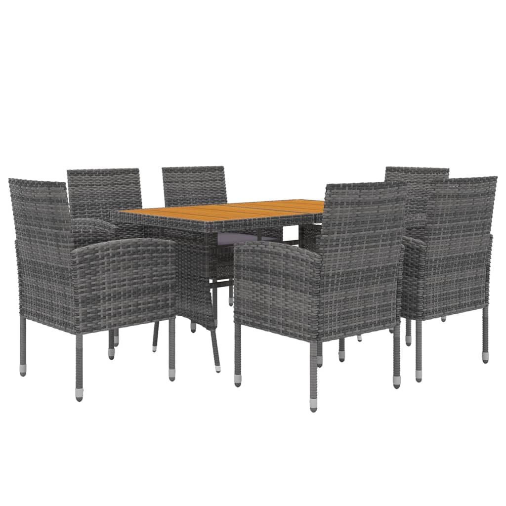 Ensemble à manger d'extérieur 7 pcs Résine tressée Gris