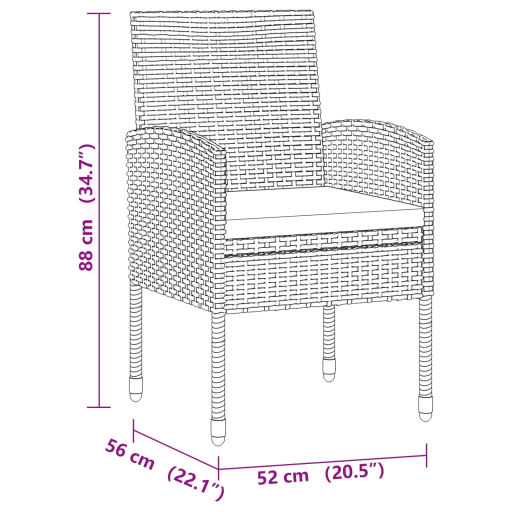Mobilier à dîner d'extérieur 7 pcs Résine tressée Noir