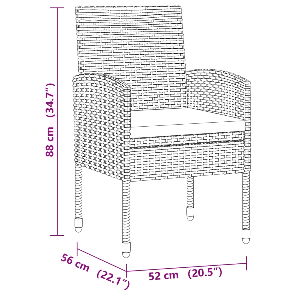 Ensemble à manger d'extérieur 9 pcs Résine tressée Noir
