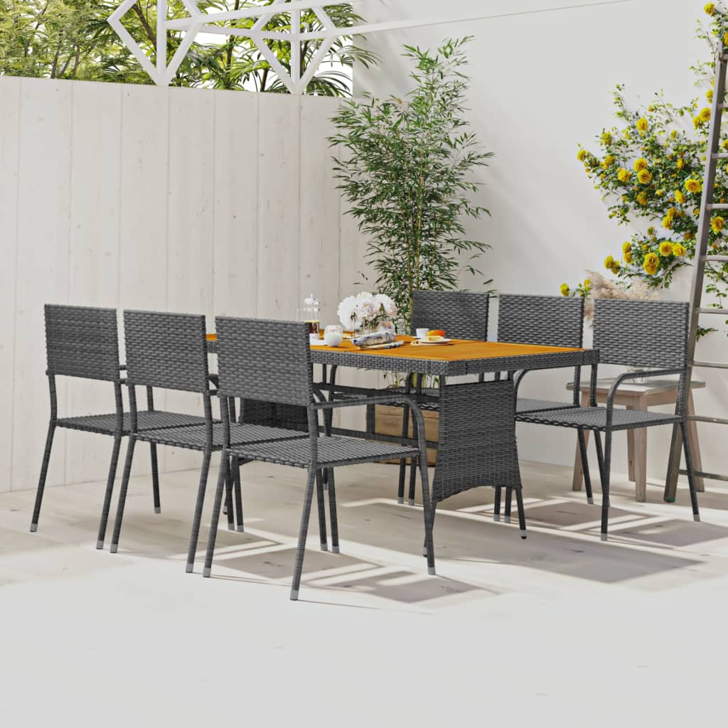 Ensemble à manger d'extérieur 7 pcs Résine tressée Gris Salons de jardin vidaXL