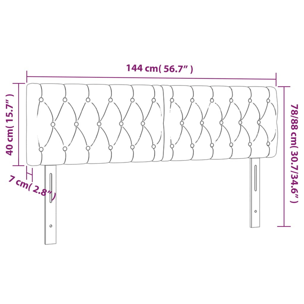 Têtes de lit 2 pcs Marron foncé 72x7x78/88 cm Tissu - XIOS