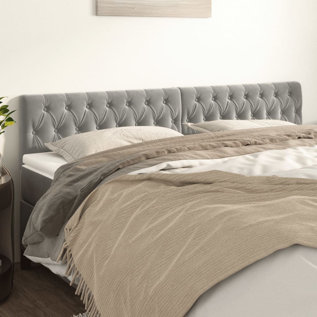 Têtes de lit 2 pcs Gris clair 100x7x78/88 cm Velours - XIOS