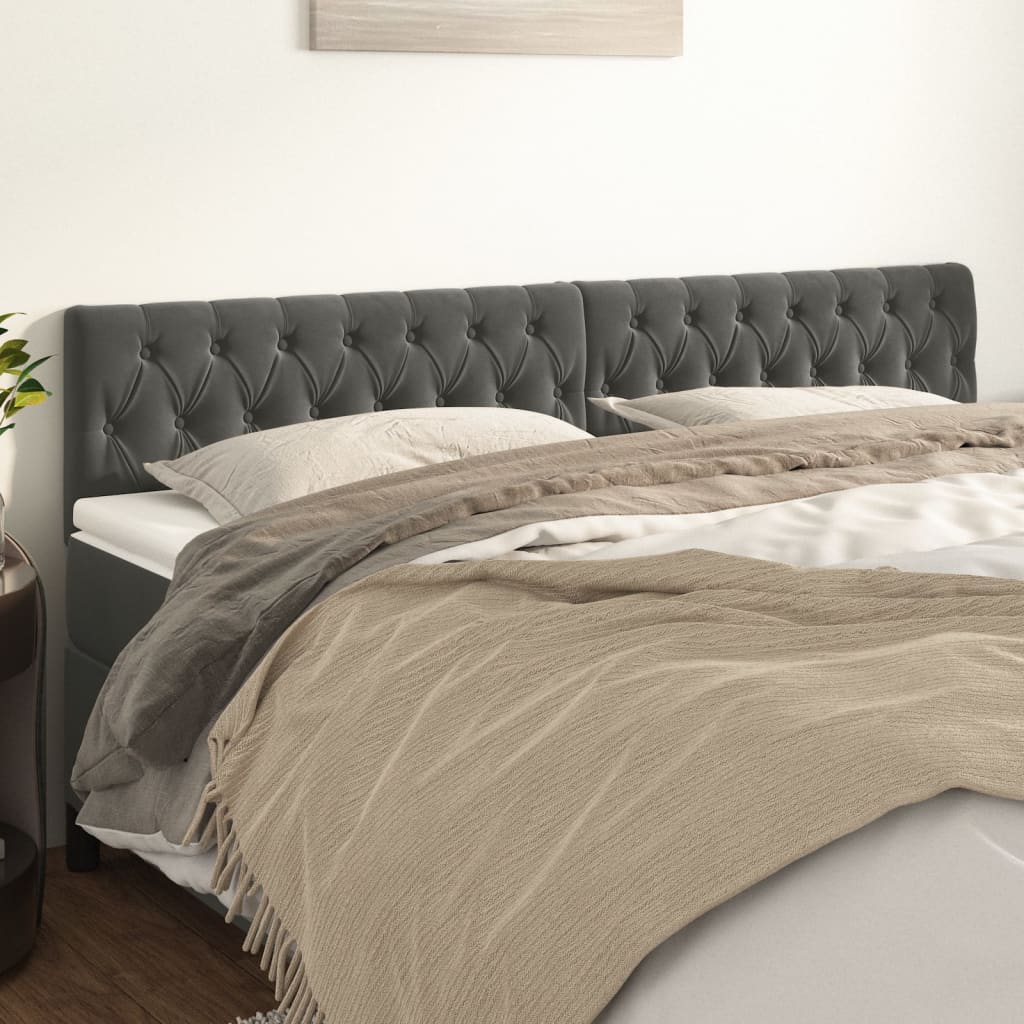 Têtes de lit 2 pcs Gris foncé 100x7x78/88 cm Velours - XIOS