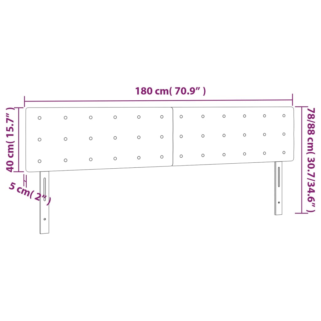 Têtes de lit 2 pcs Gris clair 90x5x78/88 cm Tissu - XIOS