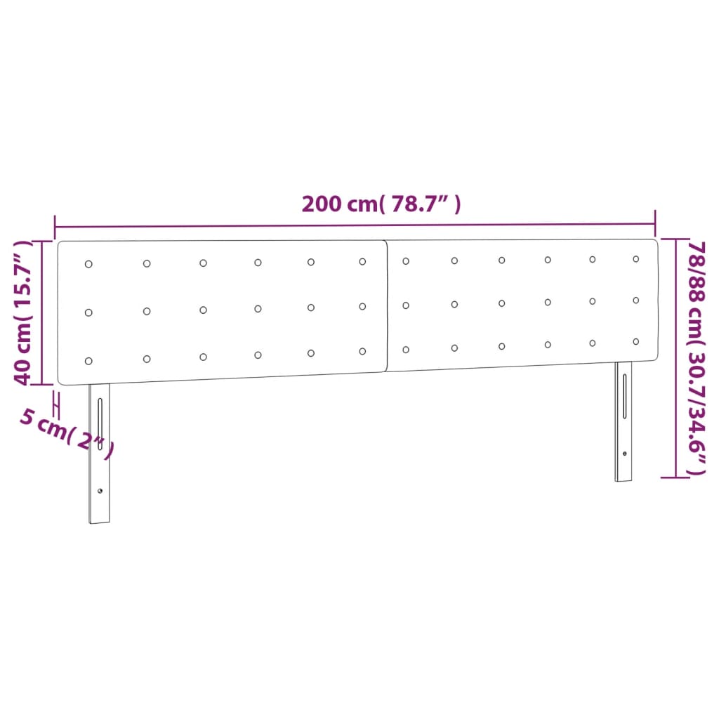 Têtes de lit 2 pcs Noir 100x5x78/88 cm Velours - XIOS