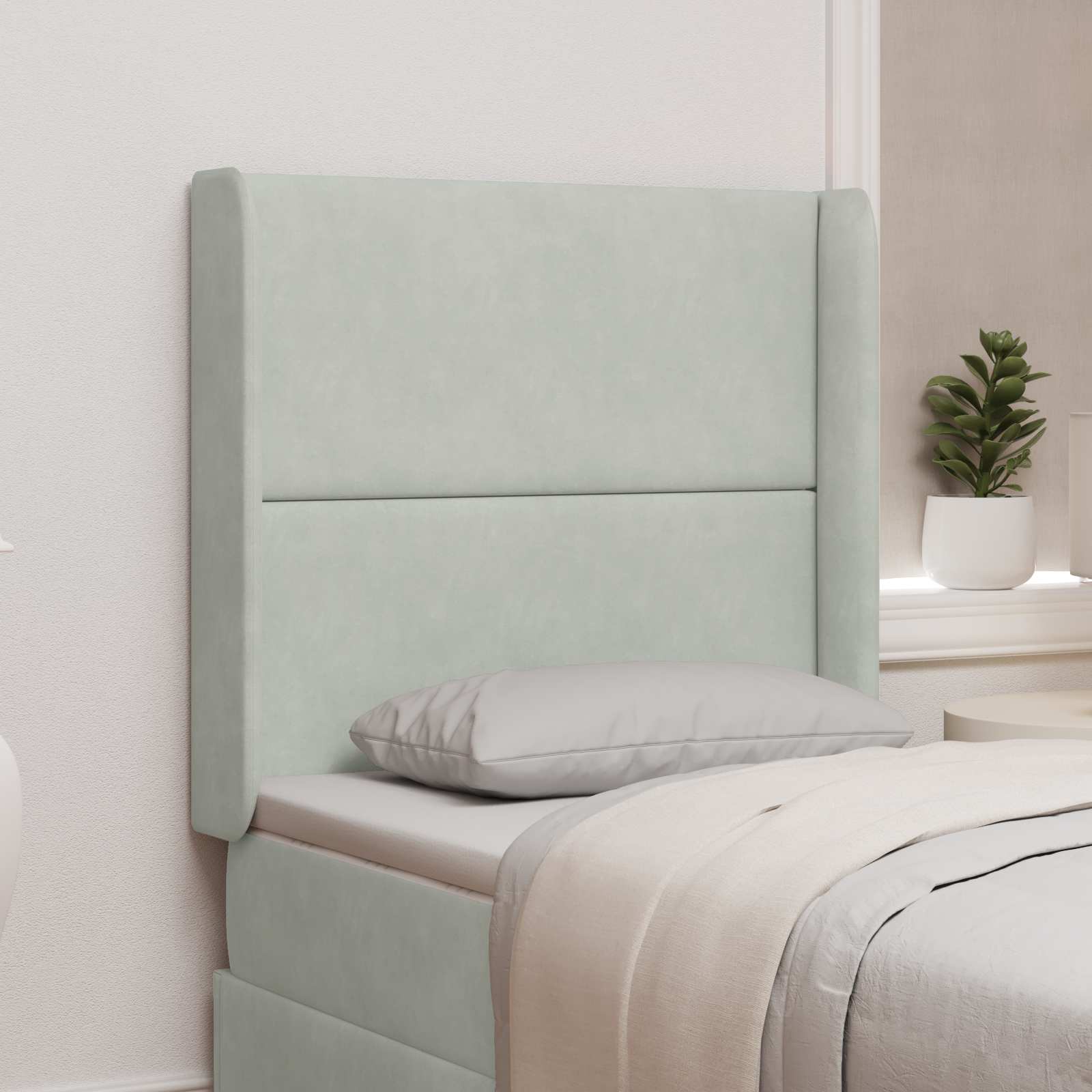 Oreille de tête de lit Gris clair 80 x 16 x 4 cm Velours - XIOS