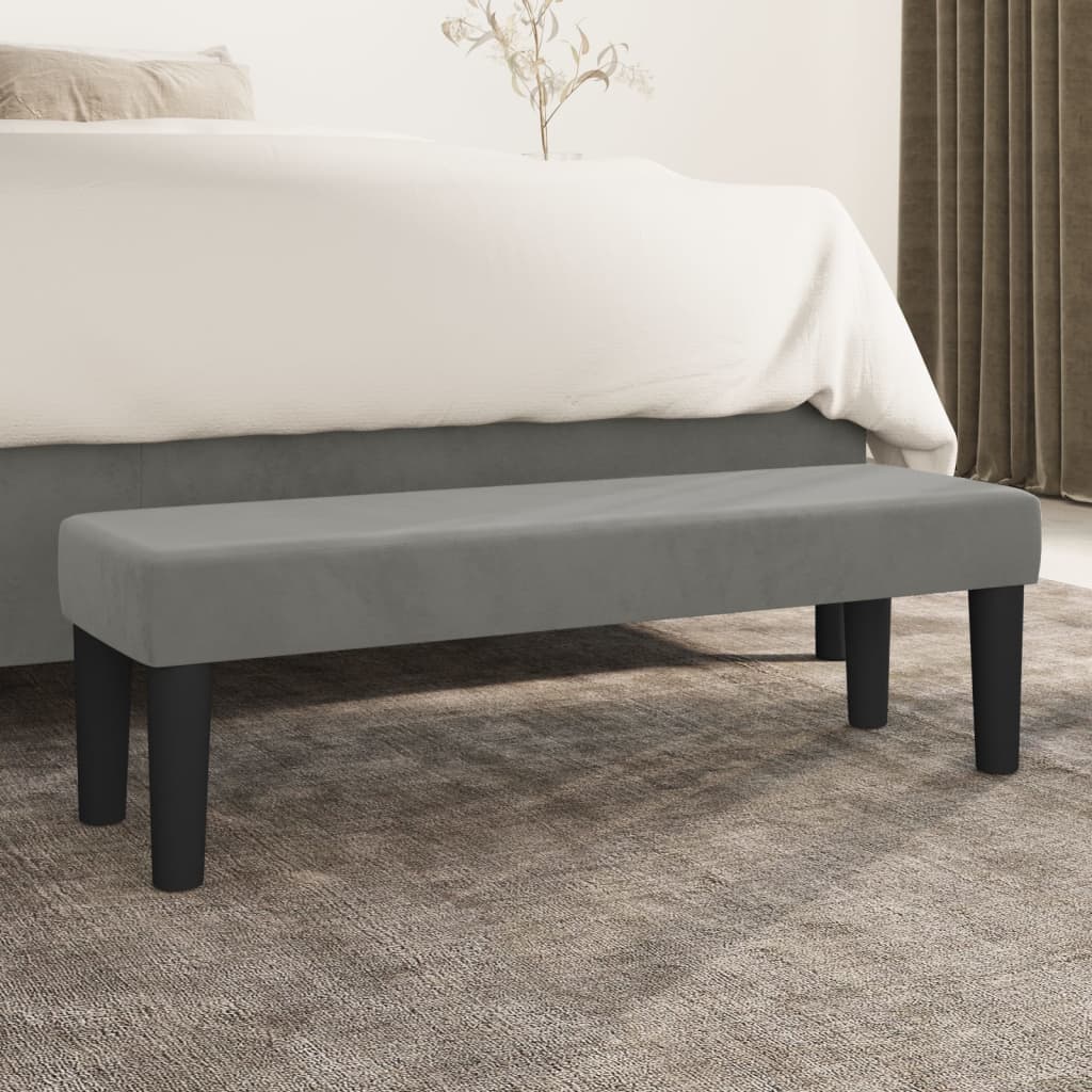 Banc Gris clair 100x30x30 cm Velours - XIOS