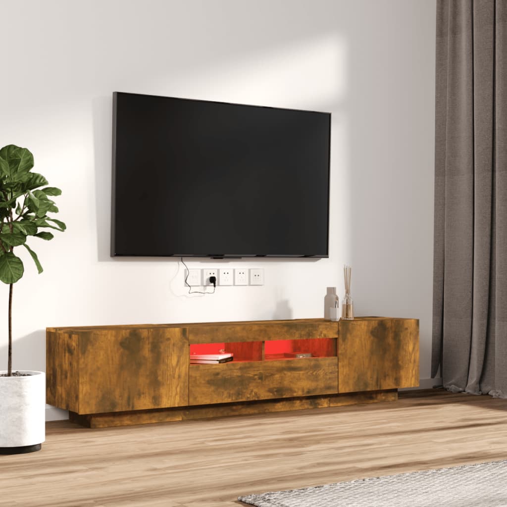 Ensemble de meubles TV avec lumières LED 2 pcs Chêne fumé - XIOS