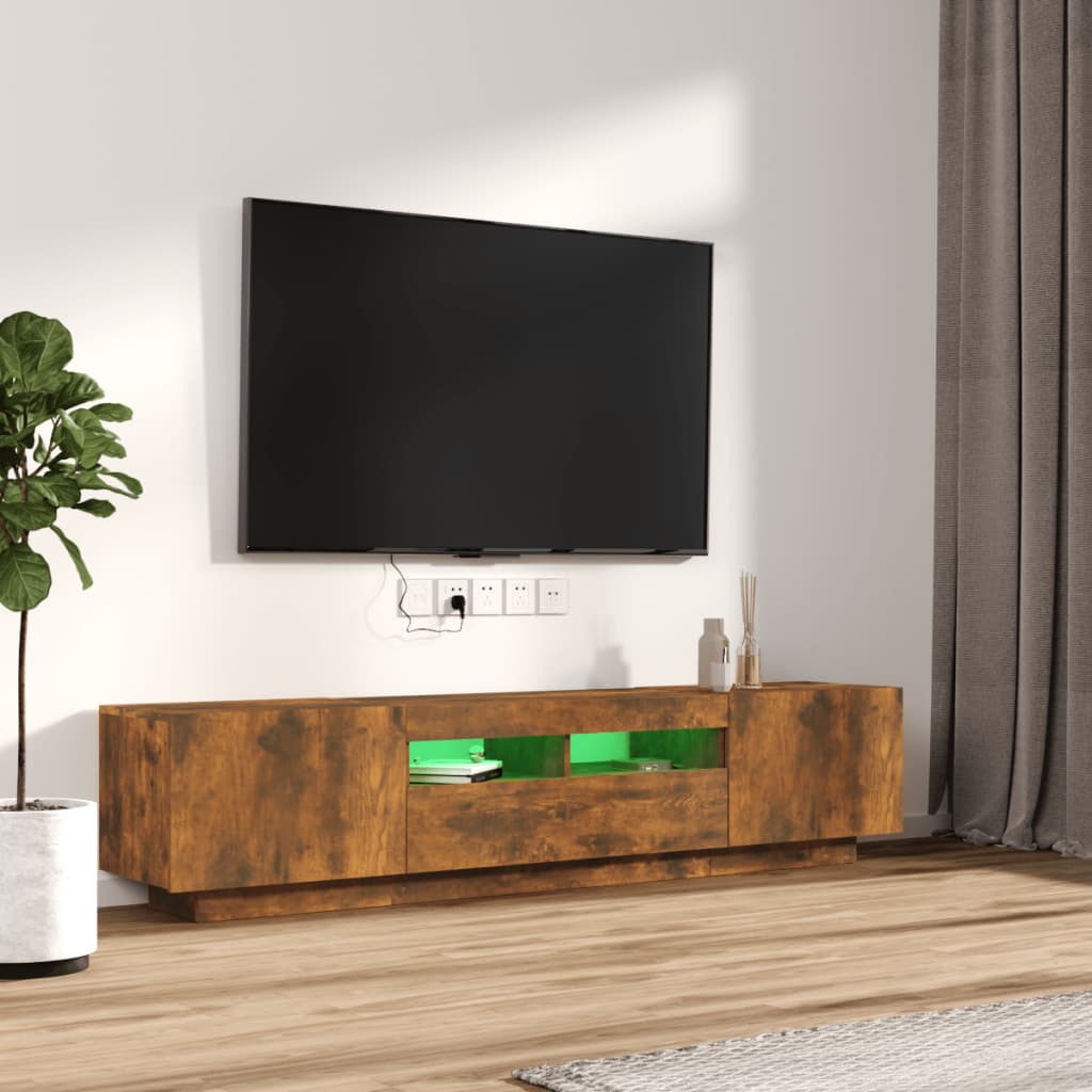 Ensemble de meubles TV avec lumières LED 2 pcs Chêne fumé - XIOS