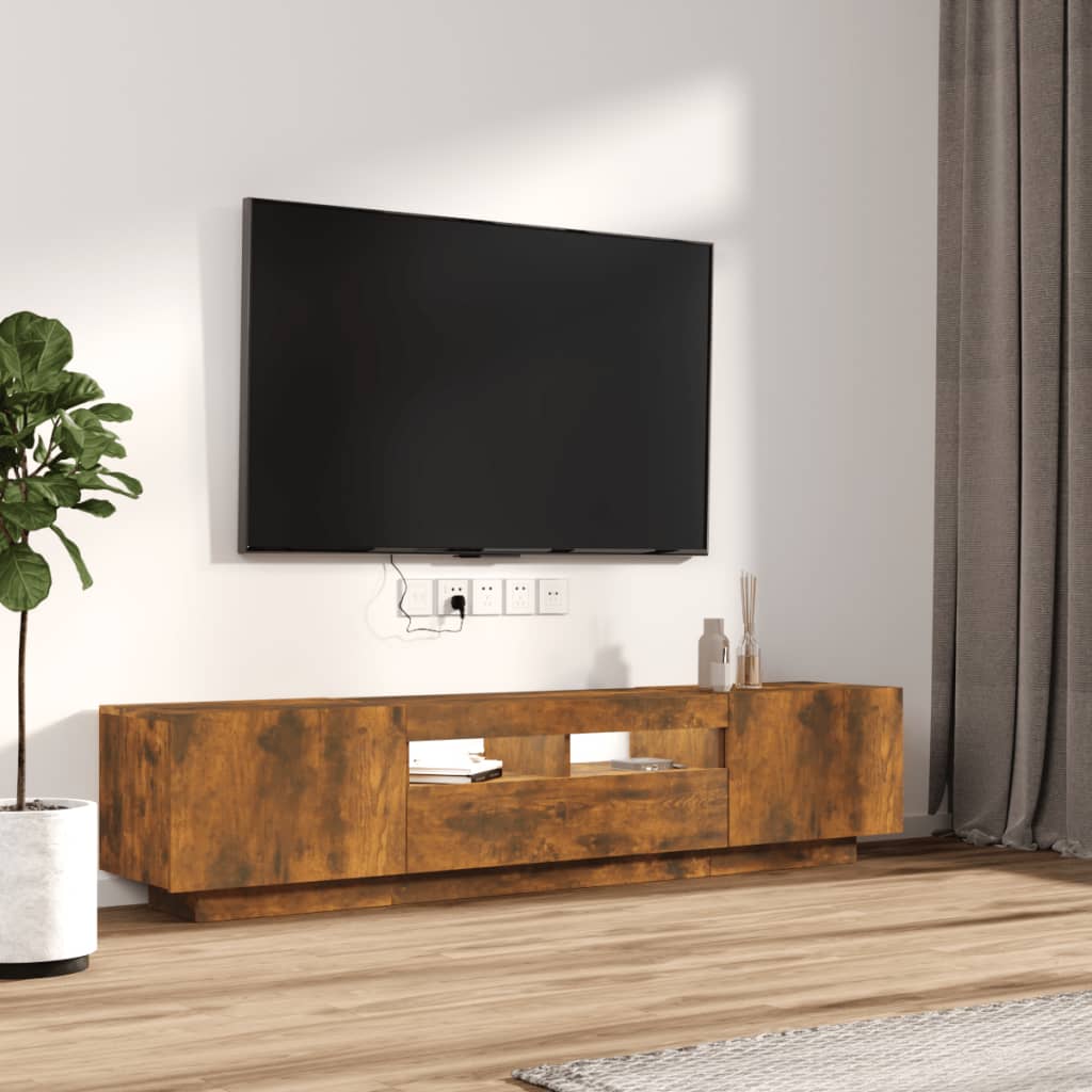 Ensemble de meubles TV avec lumières LED 2 pcs Chêne fumé - XIOS