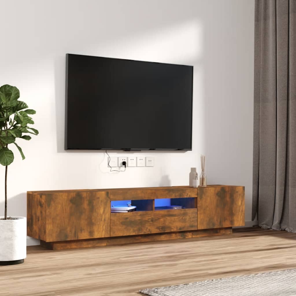 Ensemble de meubles TV avec lumières LED 2 pcs Chêne fumé - XIOS