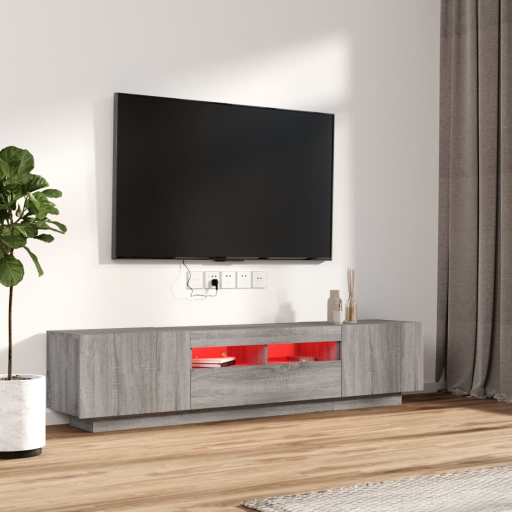 Ensemble de meubles TV avec lumières LED 2 pcs Sonoma gris - XIOS