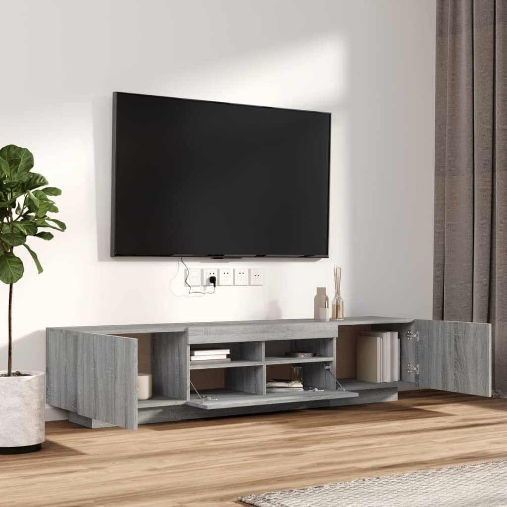 Ensemble de meubles TV avec lumières LED 2 pcs Sonoma gris - XIOS