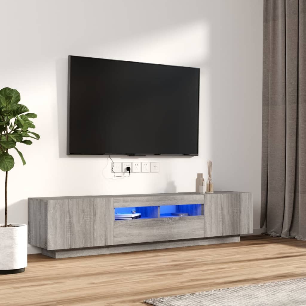 Ensemble de meubles TV avec lumières LED 2 pcs Sonoma gris - XIOS