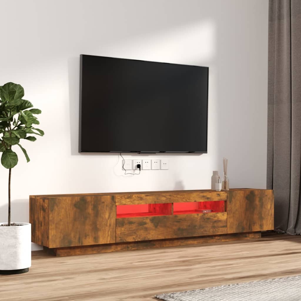 Ensemble de meubles TV avec lumières LED 2 pcs Chêne fumé - XIOS