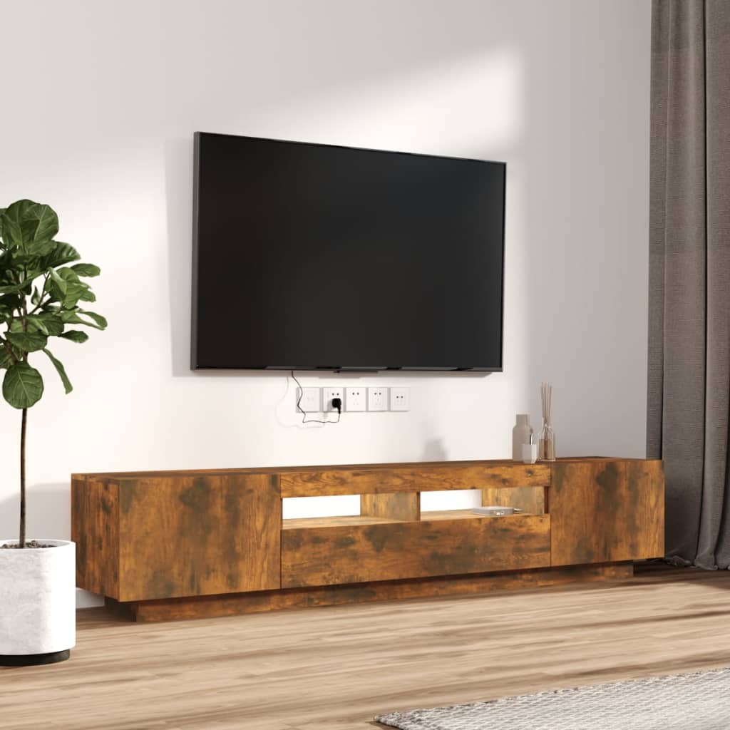 Ensemble de meubles TV avec lumières LED 2 pcs Chêne fumé - XIOS