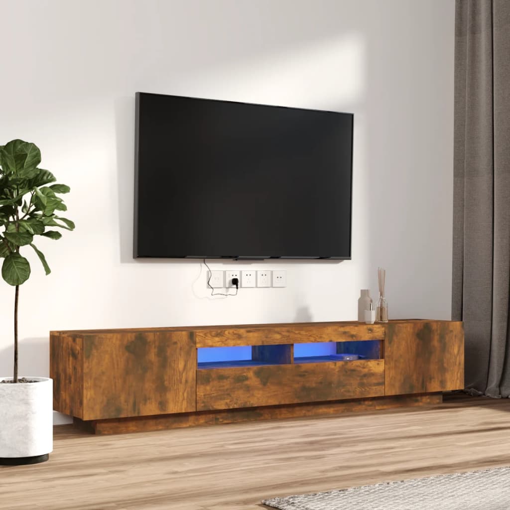 Ensemble de meubles TV avec lumières LED 2 pcs Chêne fumé - XIOS