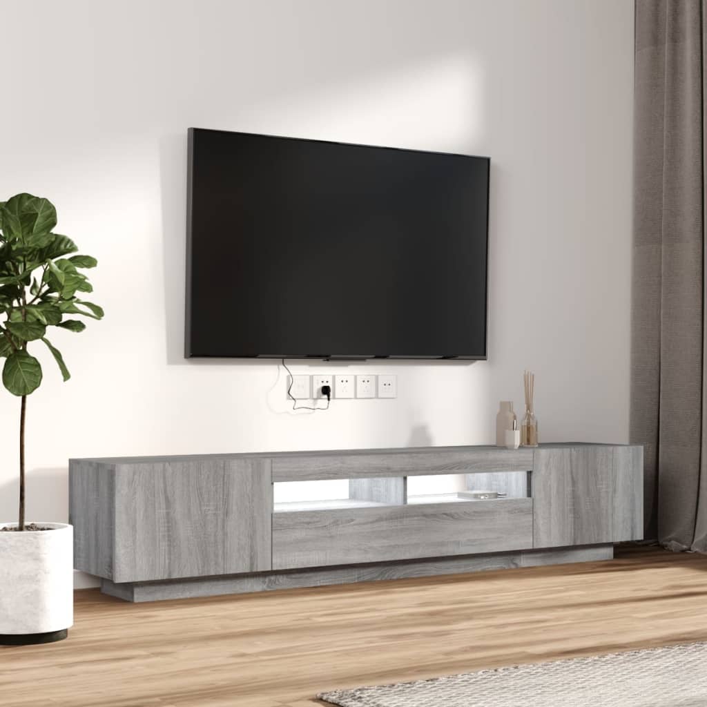 Ensemble de meubles TV avec lumières LED 2 pcs Sonoma gris - XIOS