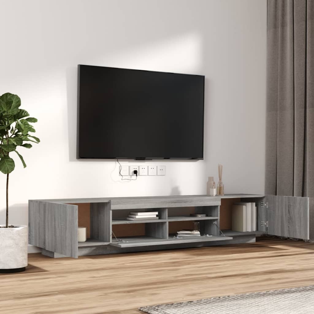 Ensemble de meubles TV avec lumières LED 2 pcs Sonoma gris - XIOS