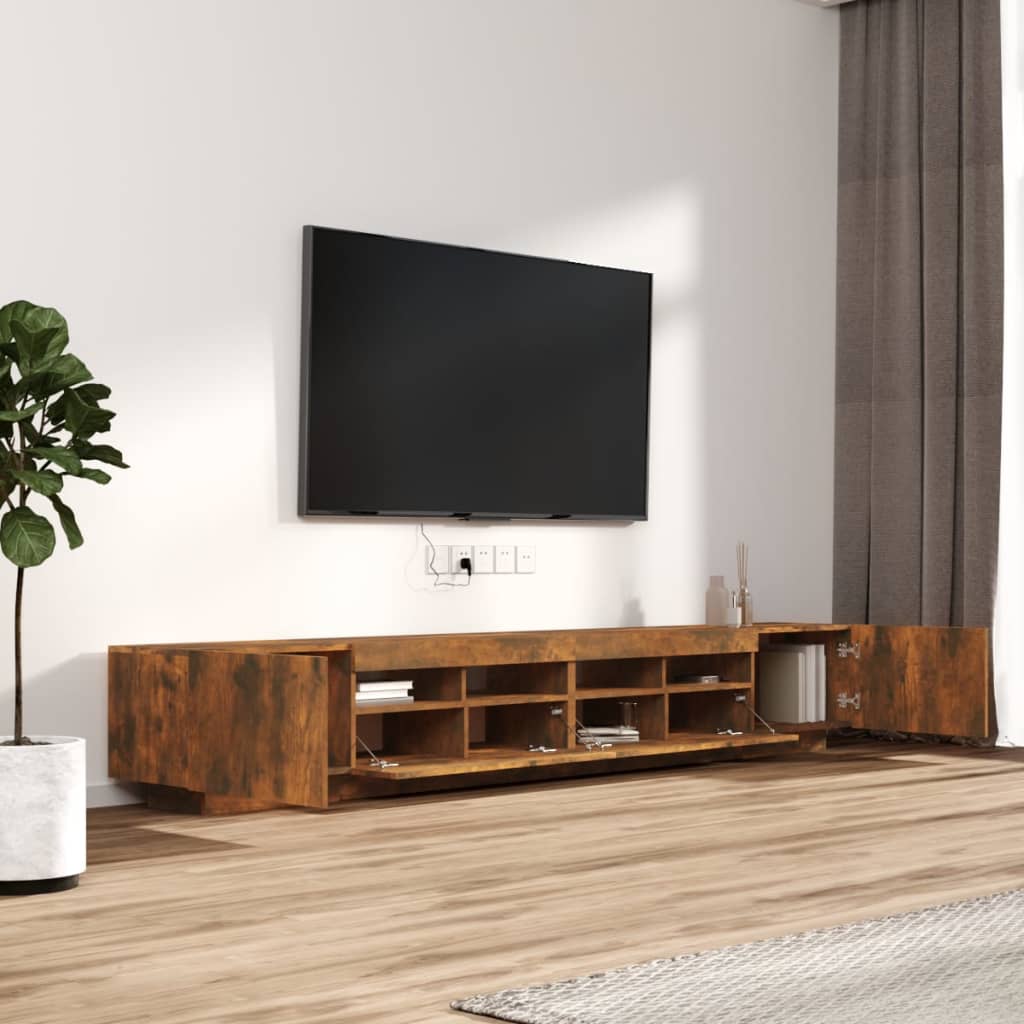 Ensemble de meubles TV avec lumières LED 3 pcs Chêne fumé - XIOS