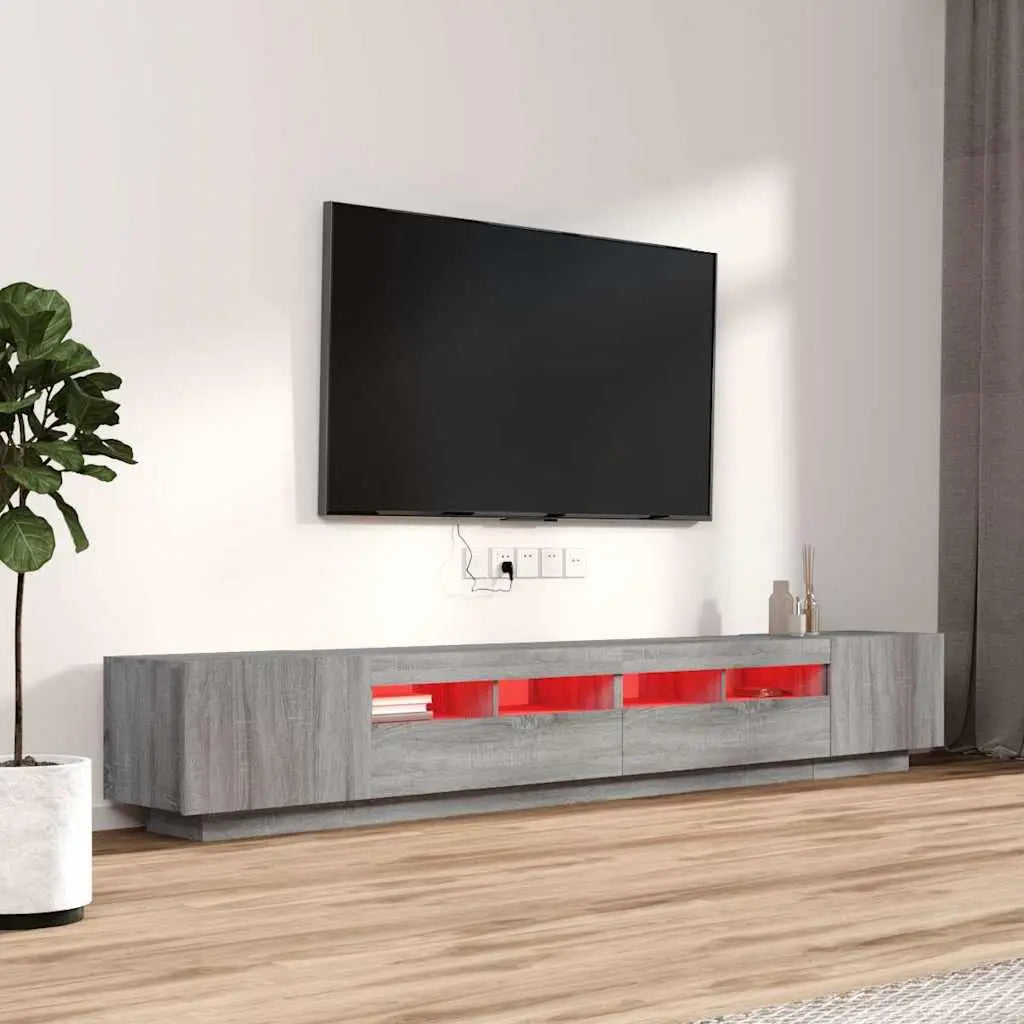 Ensemble de meubles TV avec lumières LED 3 pcs Sonoma gris - XIOS