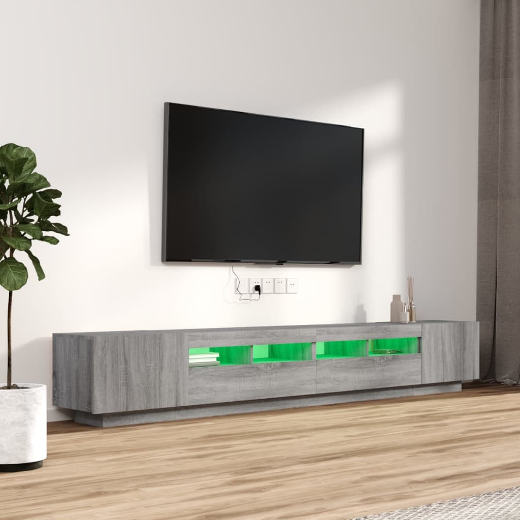 Ensemble de meubles TV avec lumières LED 3 pcs Sonoma gris - XIOS