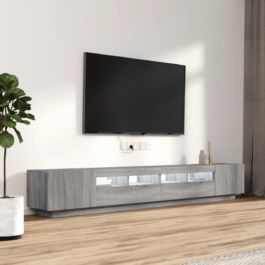 Ensemble de meubles TV avec lumières LED 3 pcs Sonoma gris - XIOS